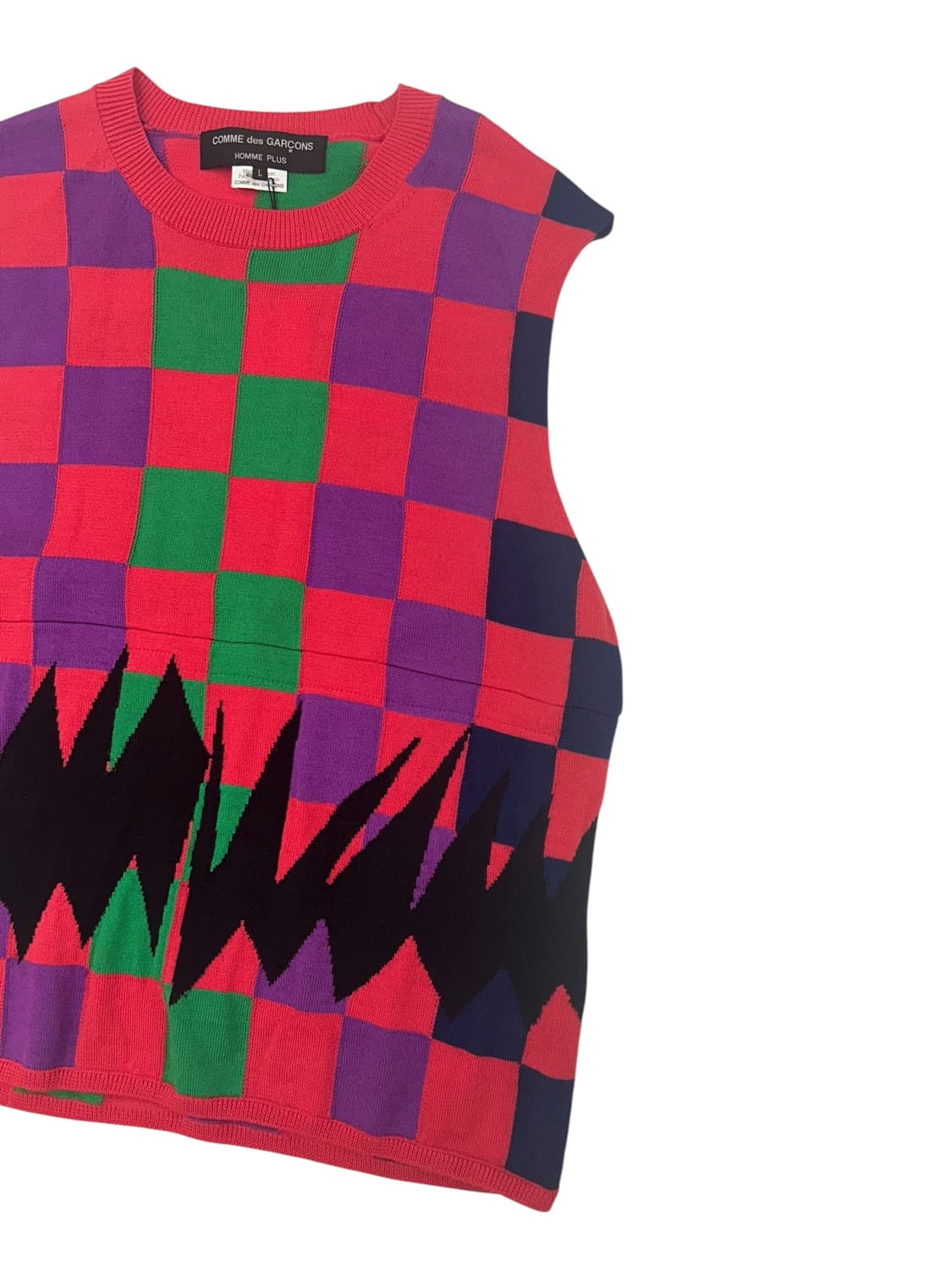 꼼데가르송 옴므플러스 2022AD 체크 니트 베스트 상품이미지2