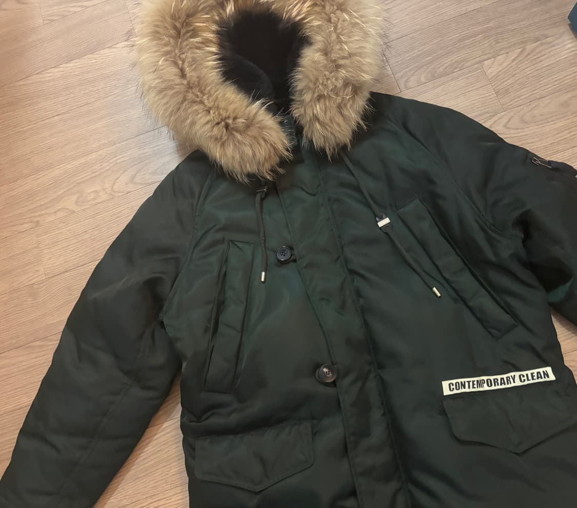 상태최상 쥬시쥬디 라쿤퍼 덕다운 야상n3b 롱패딩 여 프리  갸루 상품이미지1