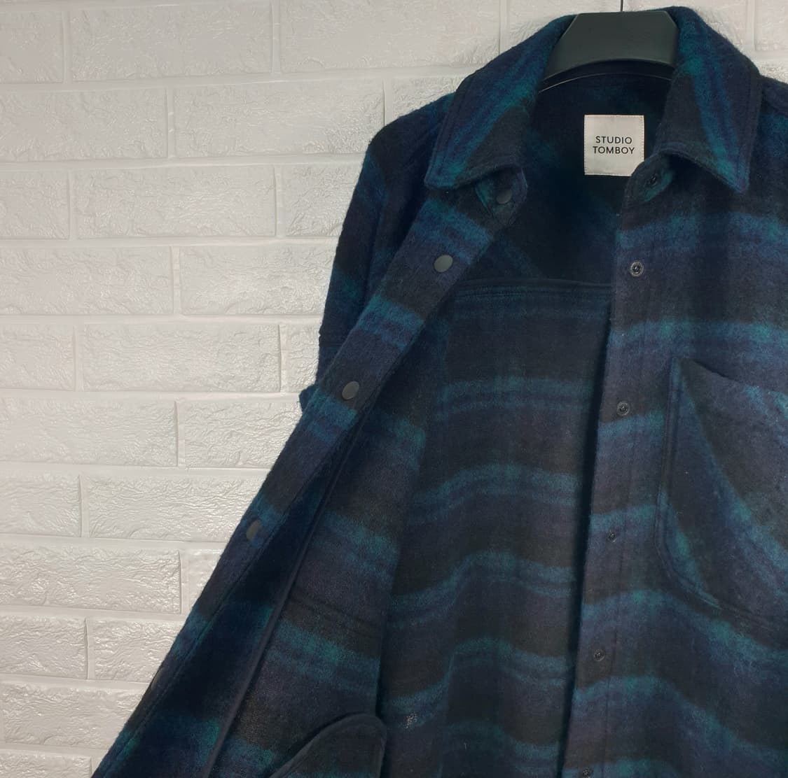 [F]스튜디오톰보이 오버핏 플란넬 셔츠 울 자켓 상품이미지4