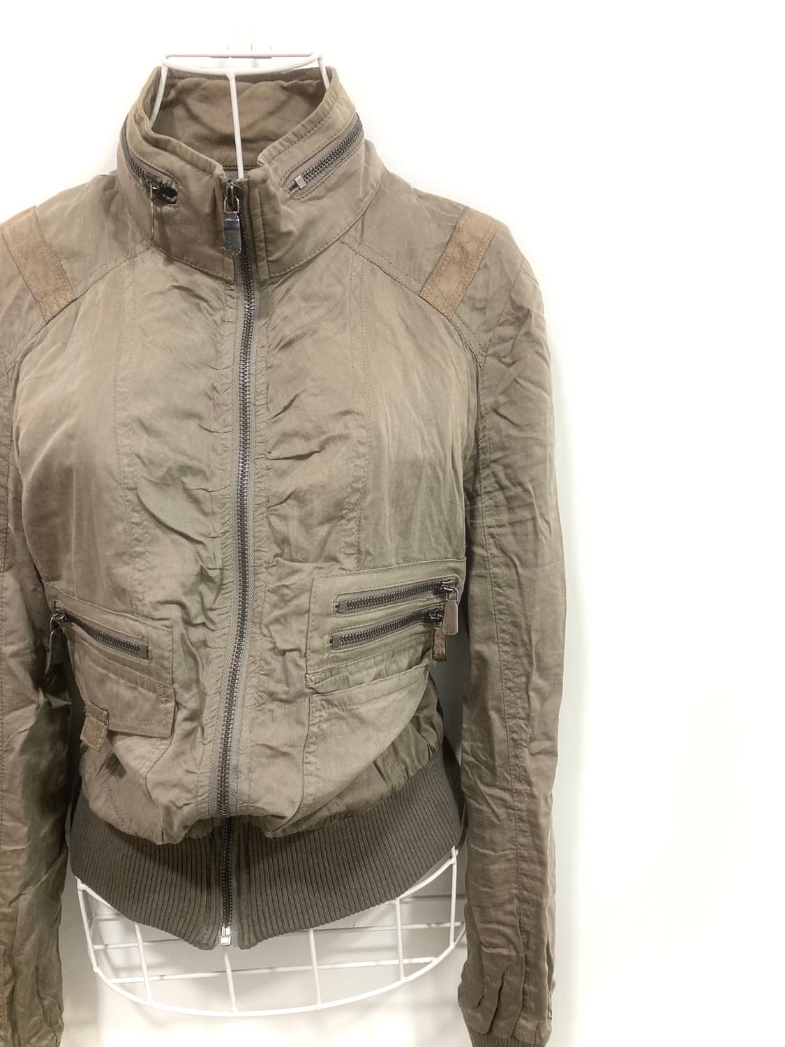 Y2K Khaki Bomber Jacket 상품이미지4