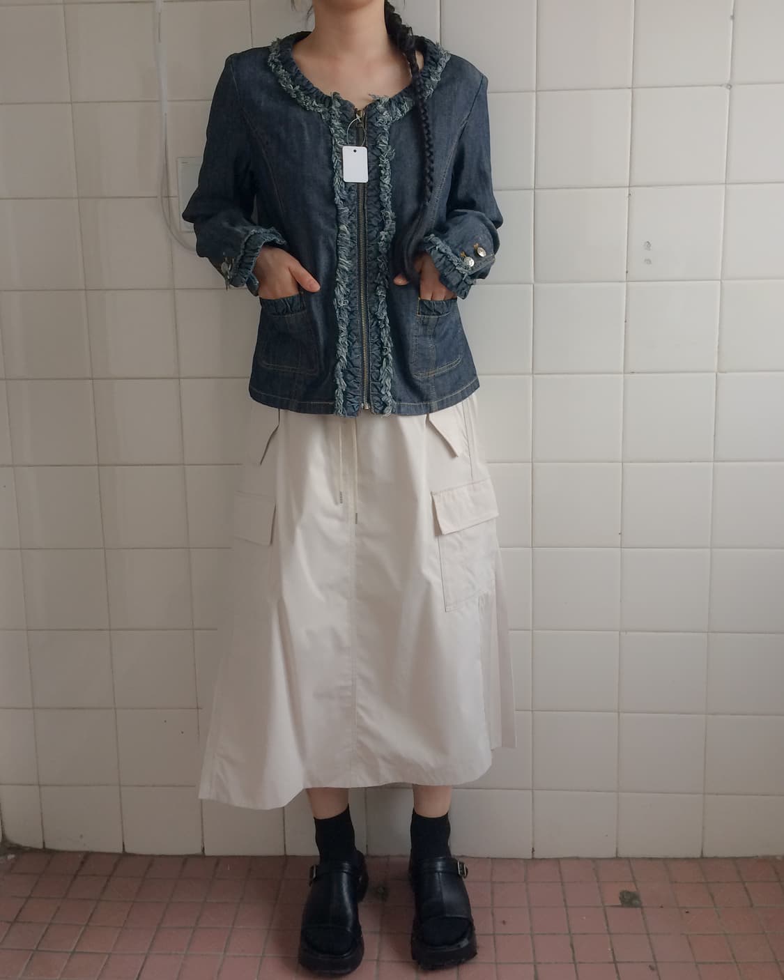 Fringe point denim jacket 상품이미지1