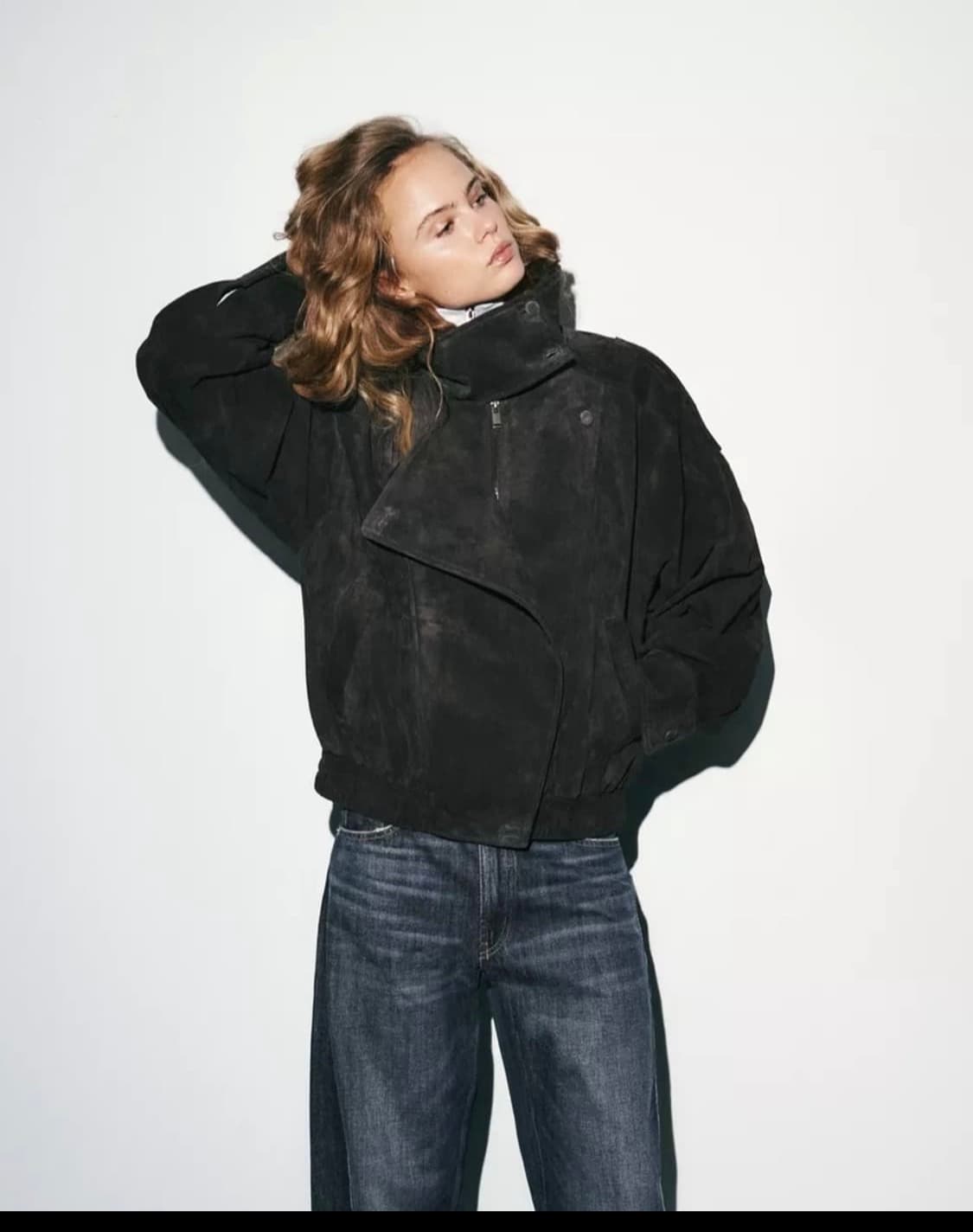 [S]Zara 생로랑 스웨이드 가죽 바이커 자켓 상품이미지2