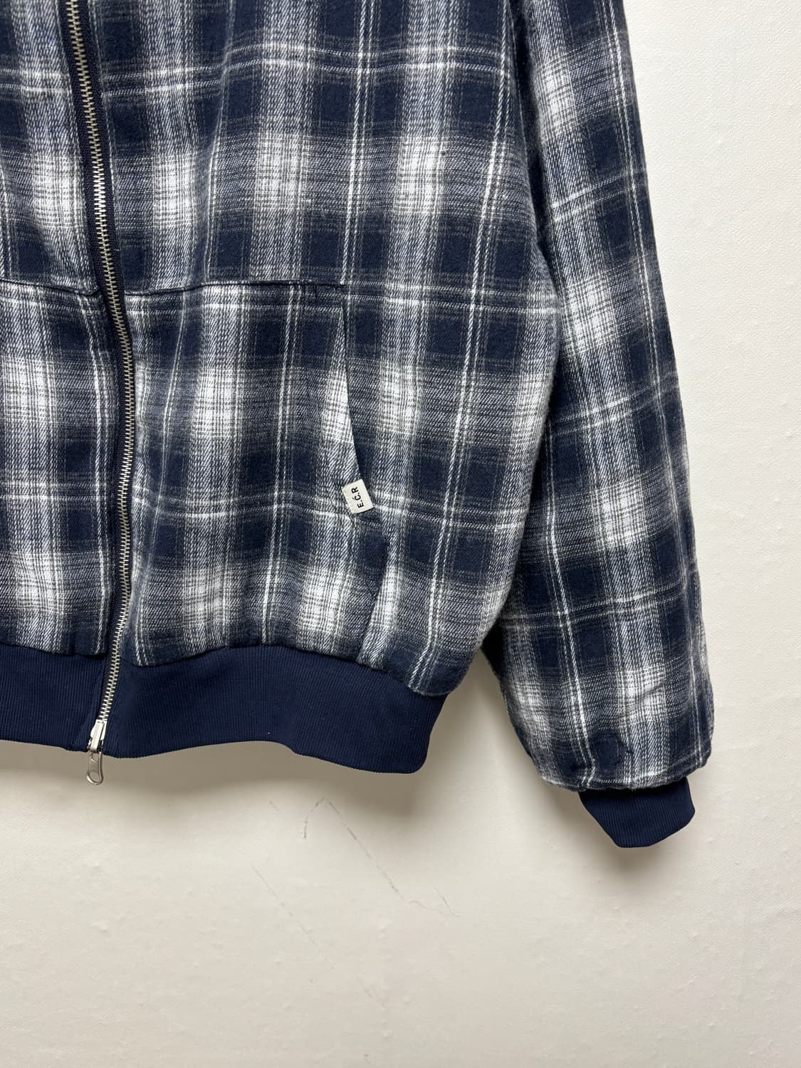 리버시블 체크 레터링 후드집업 상품이미지5