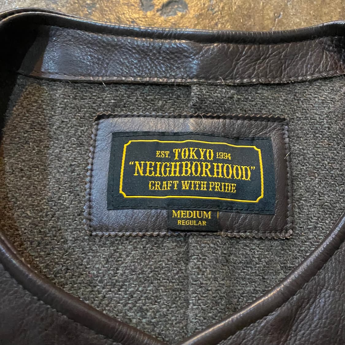 네이버후드 브라운 가죽 자켓 M 상품이미지4