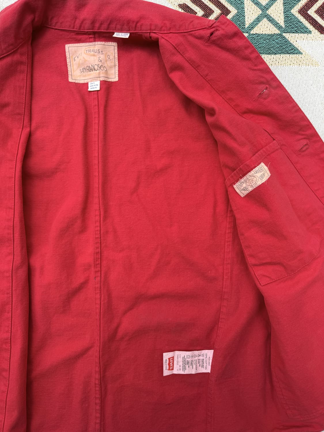 Levi’s 1999 레드 워크 커버올 자켓 m 상품이미지6