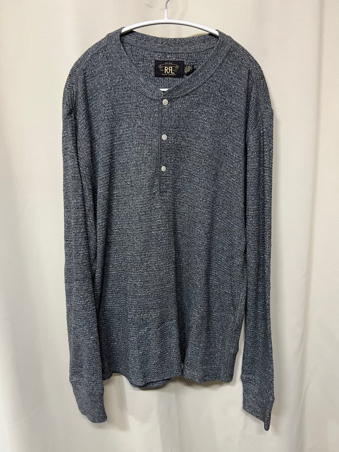 RRL 가먼트 다이 와플 니트 헨리 셔츠 L 상품이미지2