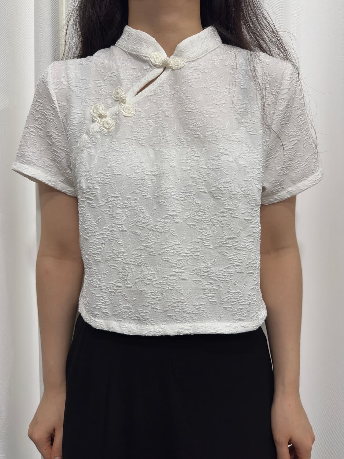white quipao blouse 상품이미지1