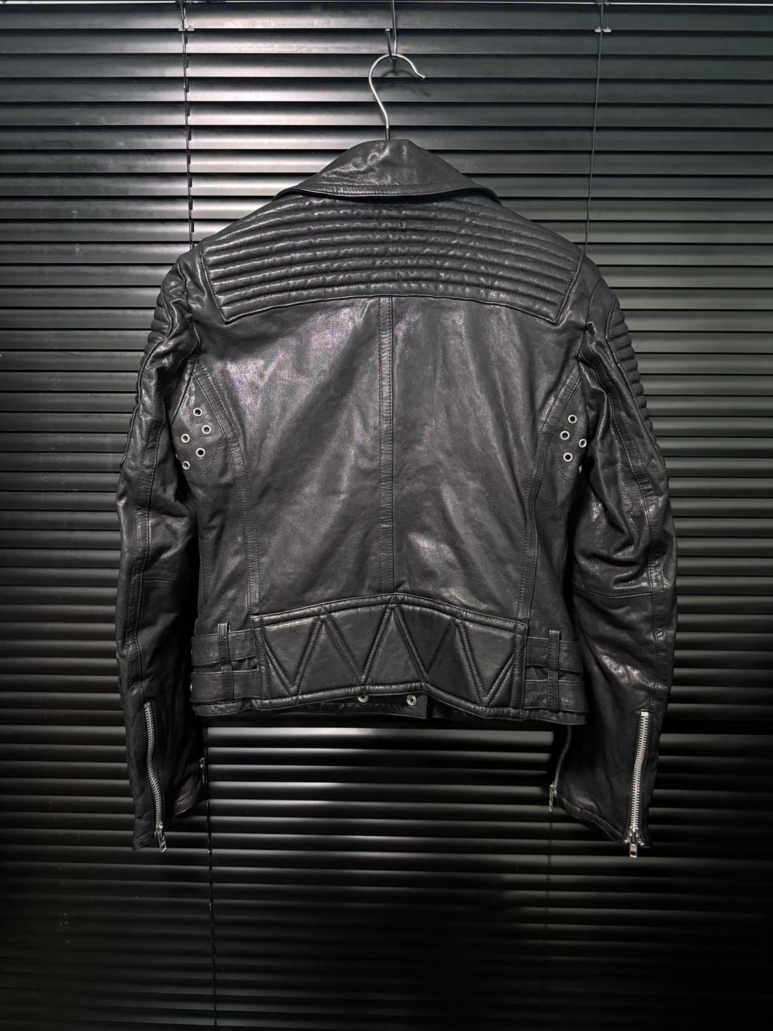 yeowoozit 엠보싱 락 고스 펑크 더블 라이더 바이커 지퍼 양가죽 상품이미지6