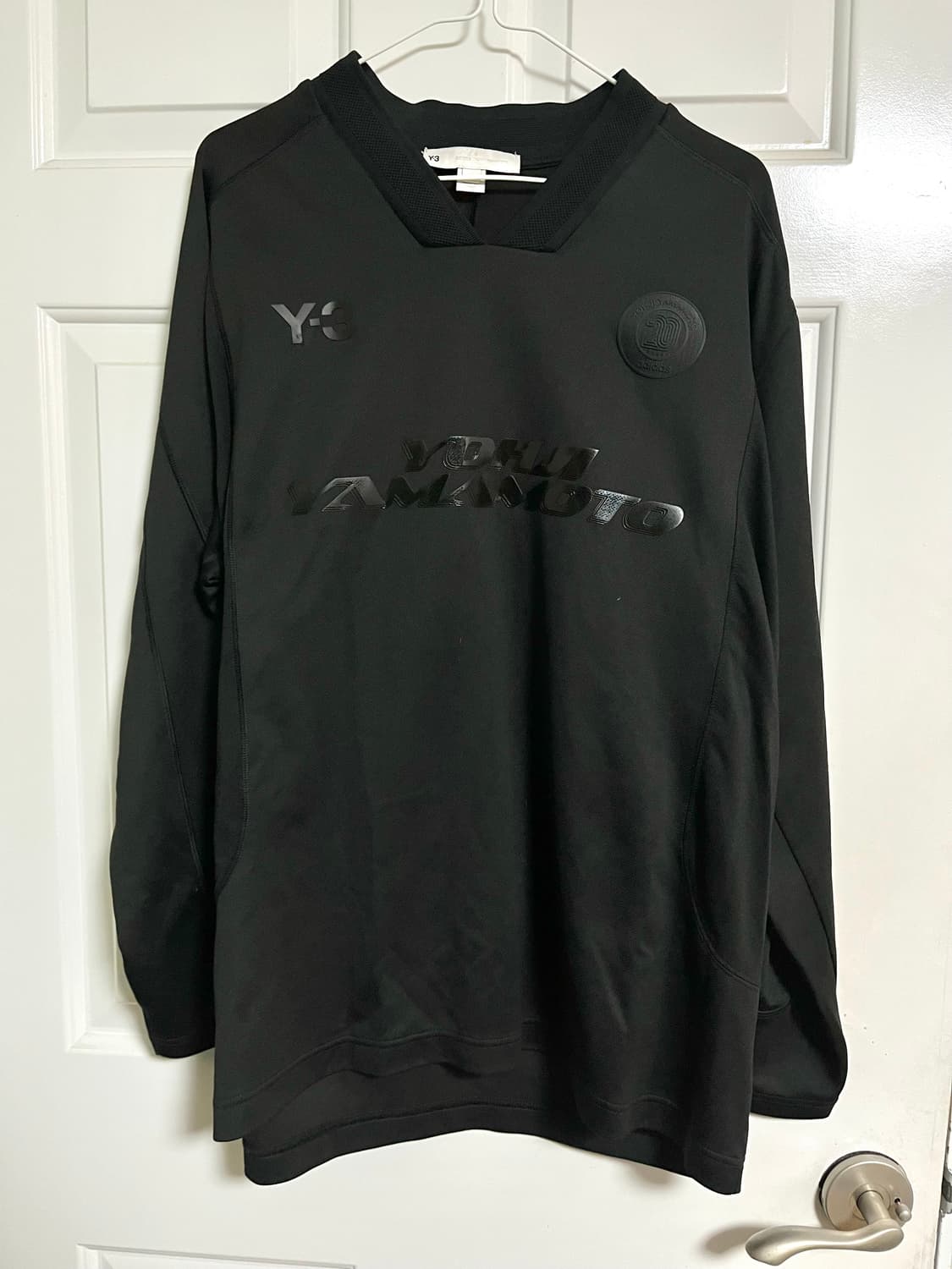 Y-3 풋볼 로고 롱슬리브 긴팔 져지 티셔츠 블랙 라지 상품이미지2