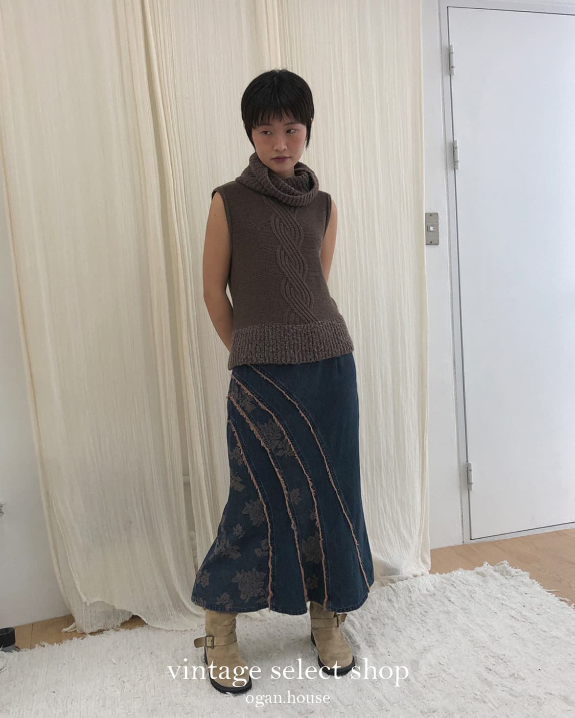 vintage twist knit vest top 상품이미지3