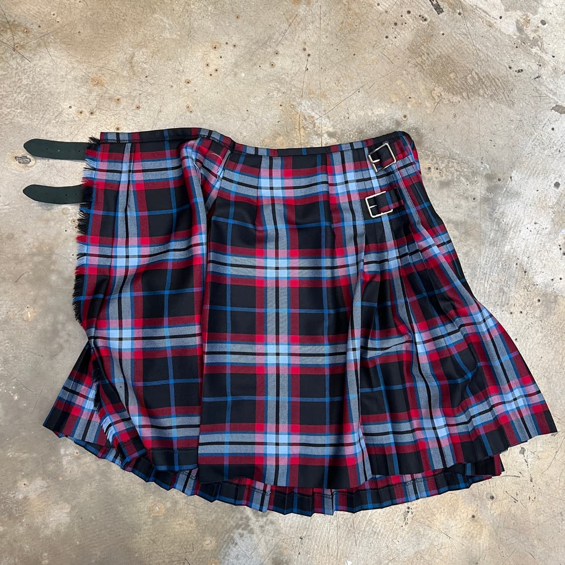 울 체크 플리츠 랩 스커트 상품이미지4