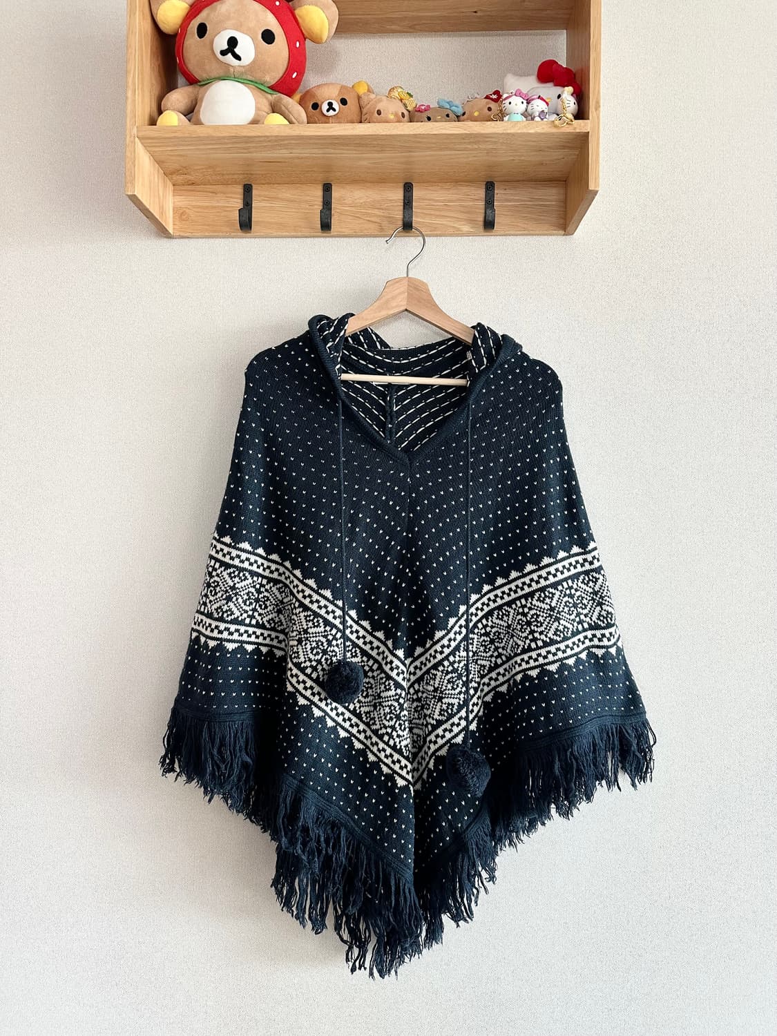 jpn 하구미 스즈코 너드 모리걸 히피 니트 가디건 케이프 등 상의 상품이미지4