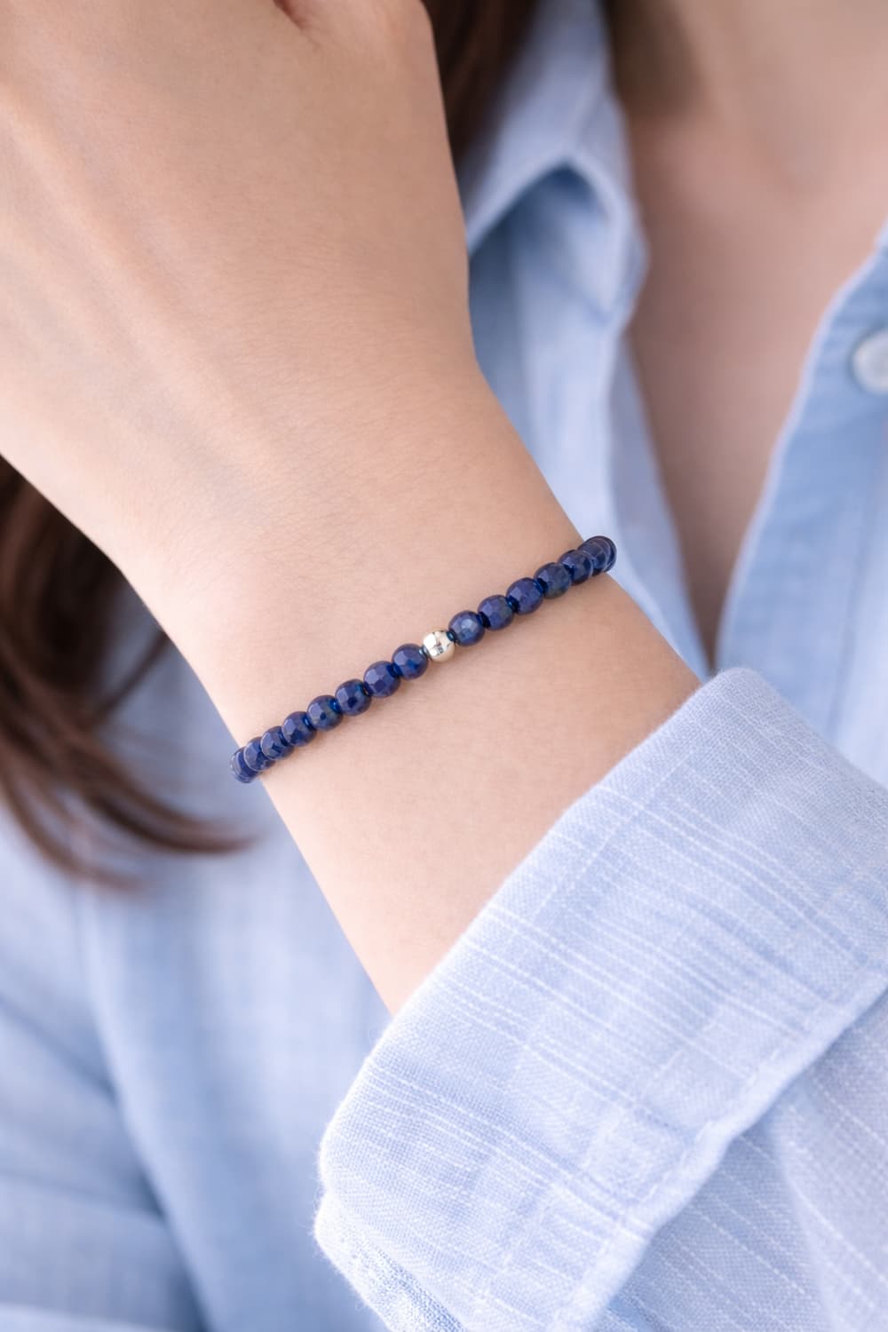 라피스라줄리 3mm 천연원석 팔찌 · 925실버 포인트 상품이미지2