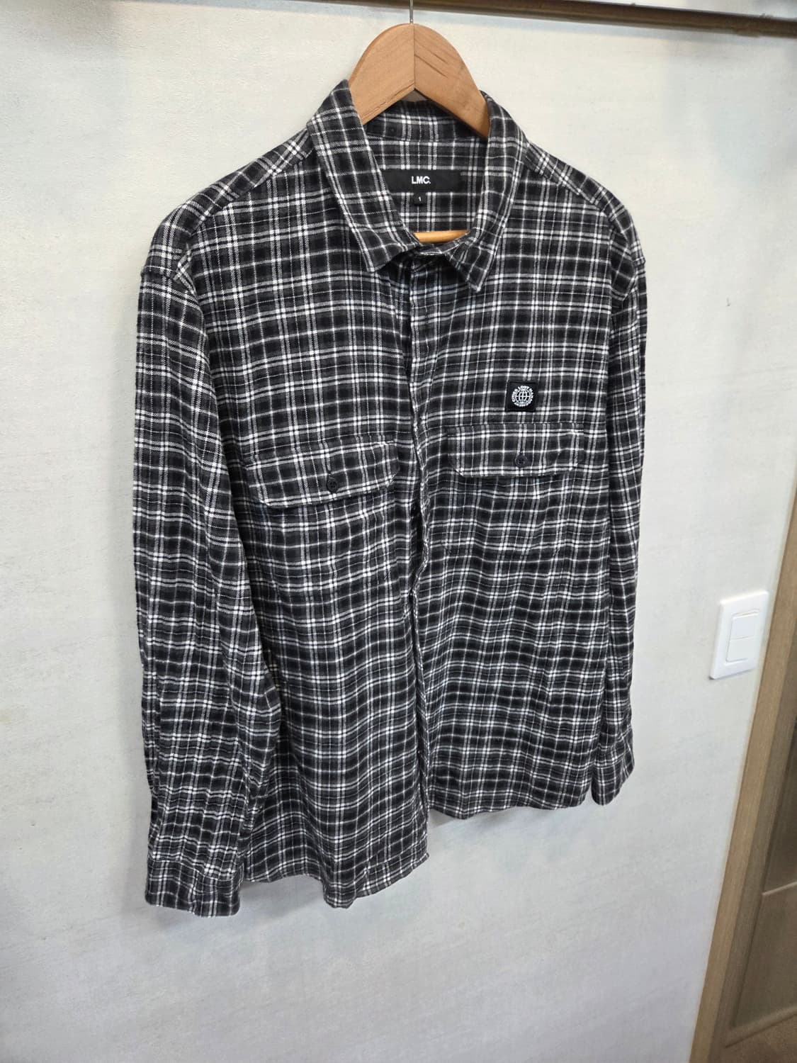 Lmc 레터링 울 체크 셔츠긴팔 대략 L 상품이미지5