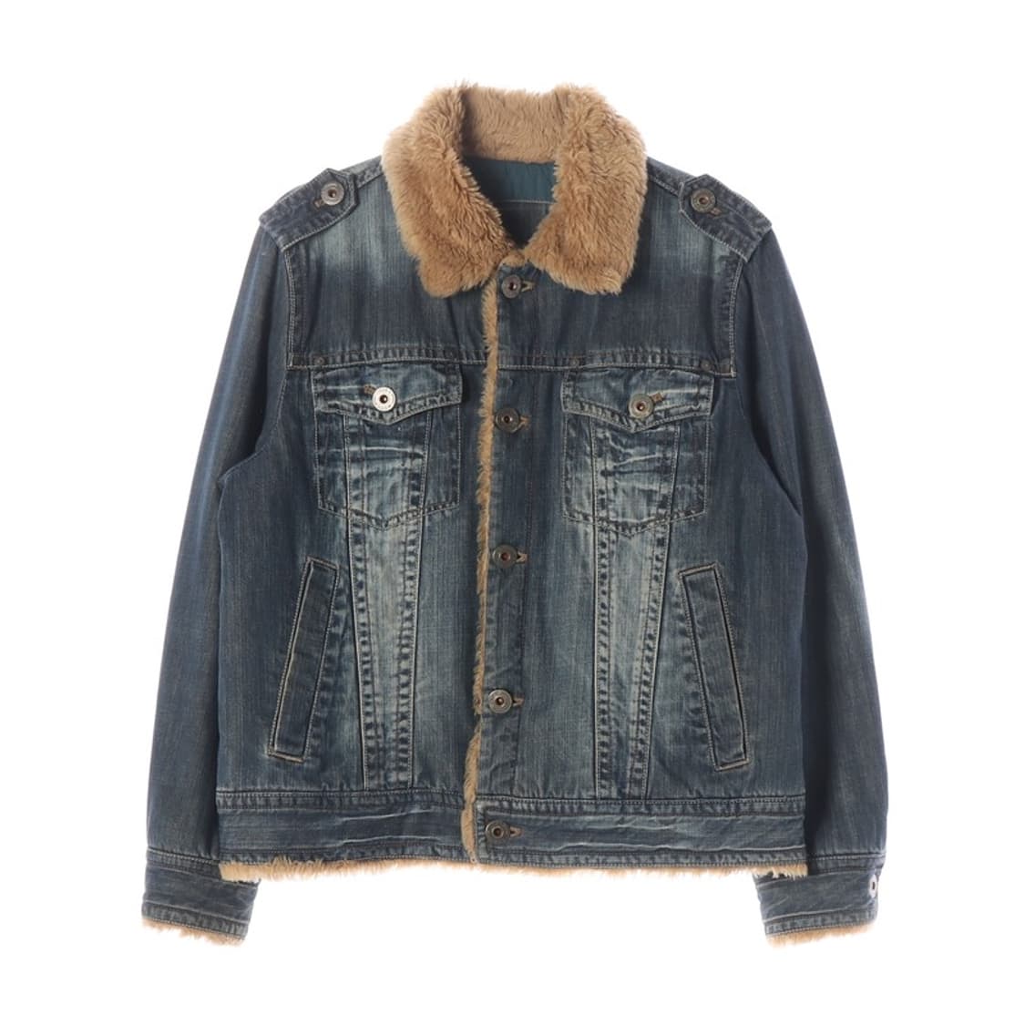 언더우드 퍼 칼라 워싱 데님 트러커 자켓 M 상품이미지1