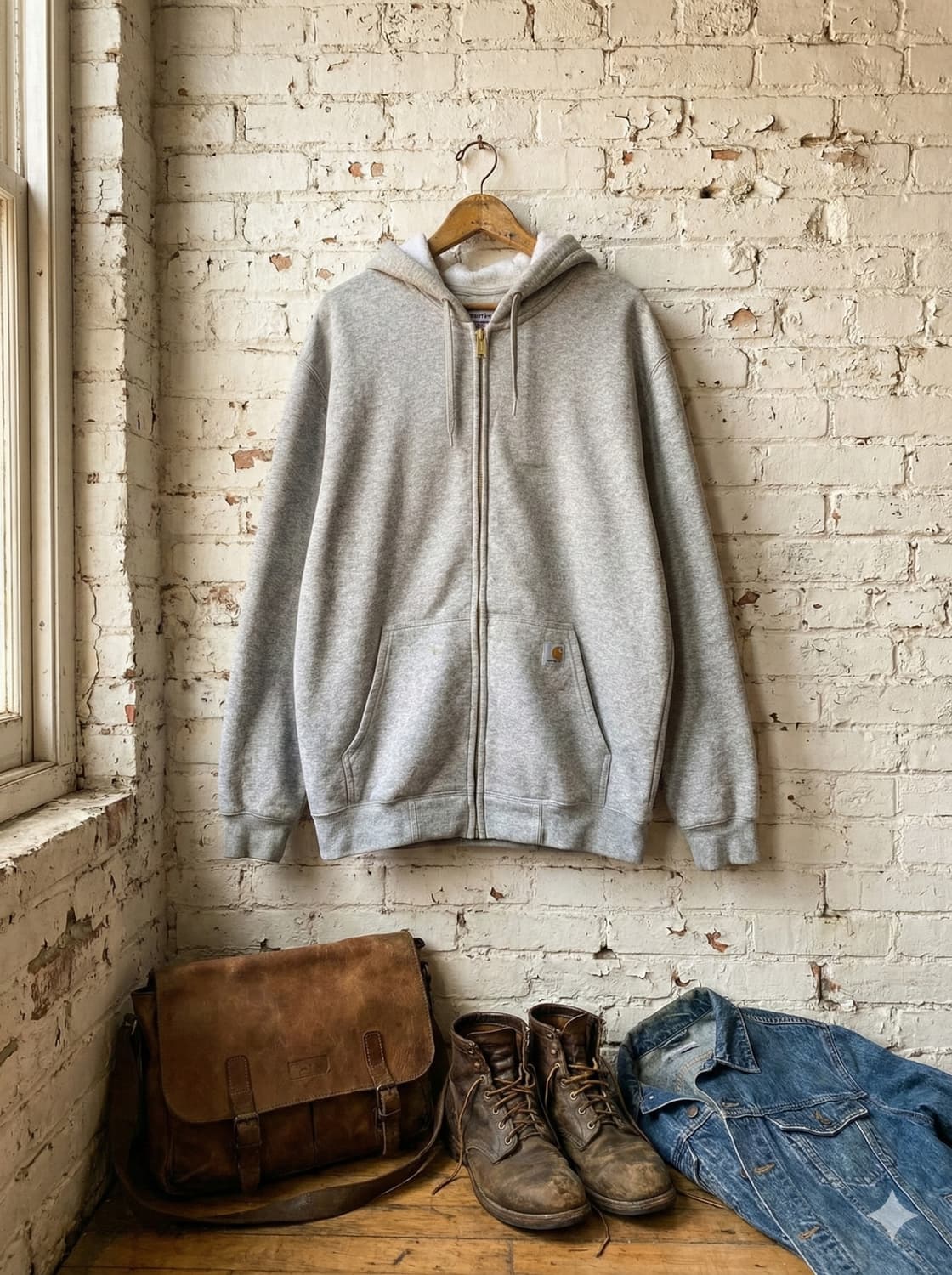  [Carhartt] 루즈핏 그레이 후드 집업 상품이미지2