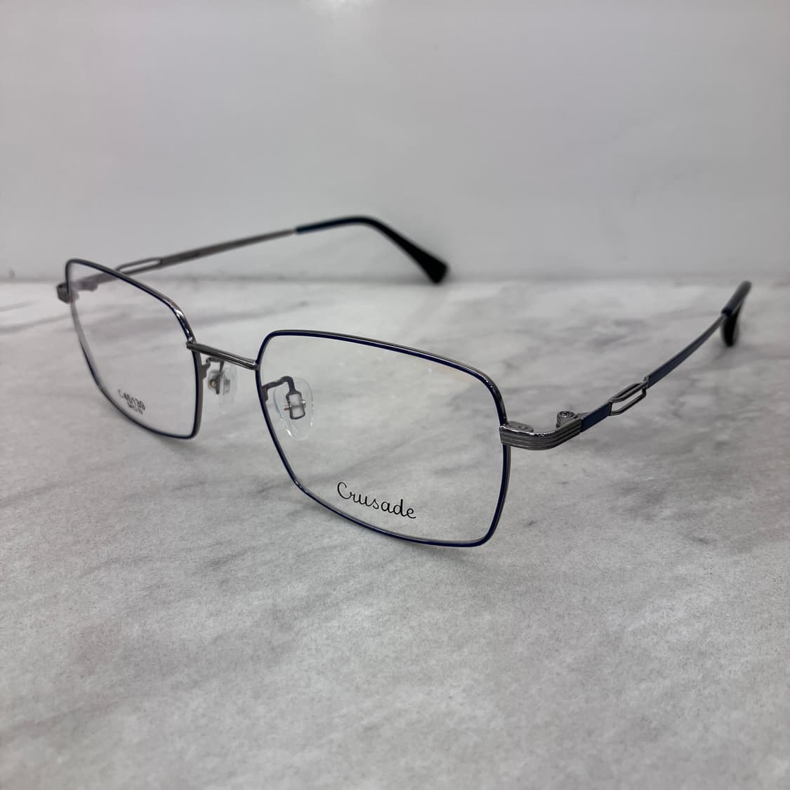 C94 크루세이드 Crusade 네이비 실버 스퀘어 메탈 안경 45139 상품이미지7
