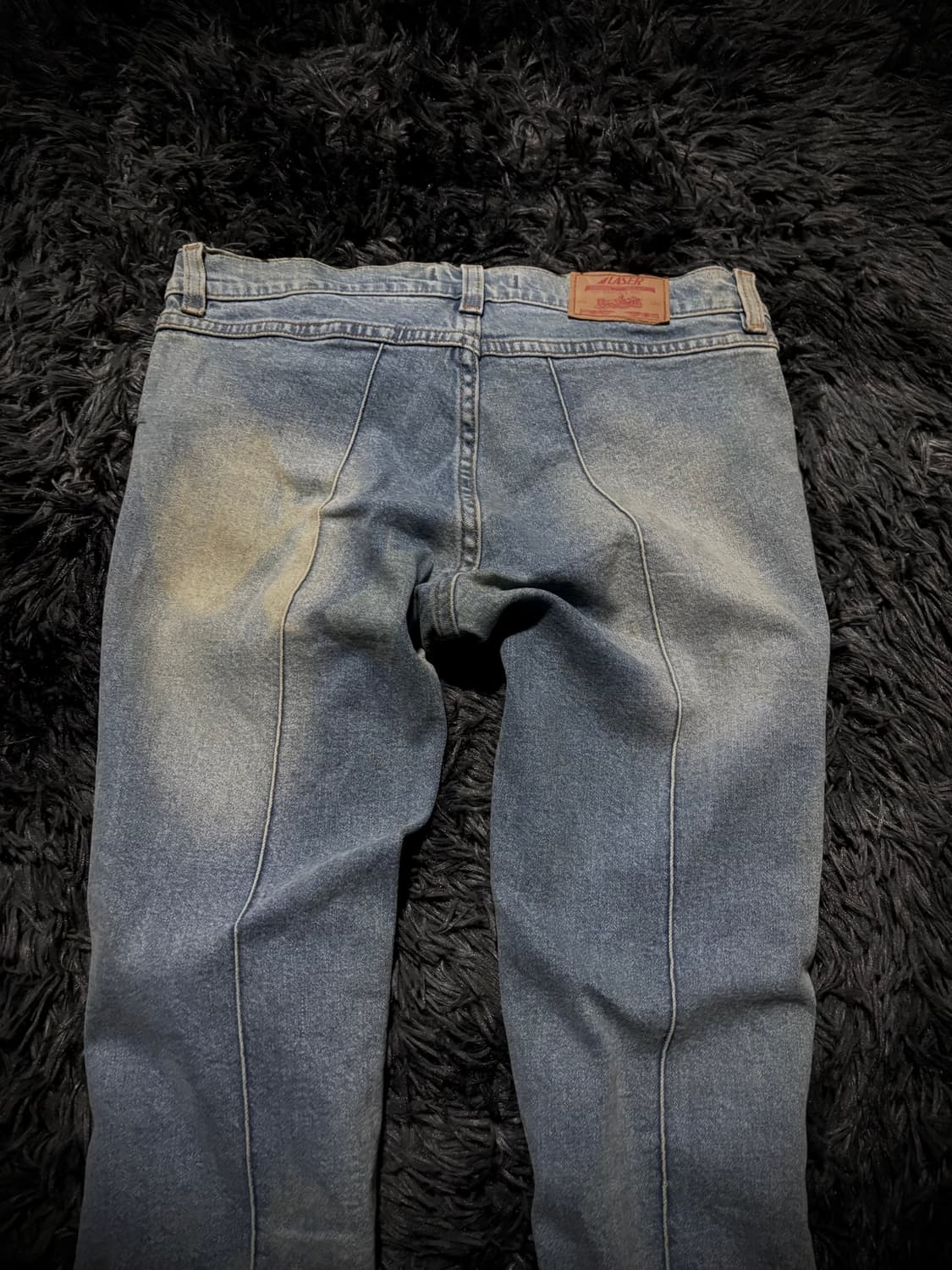 사이드 크로쉐 패치 부츠컷 워싱 데님팬츠 상품이미지7