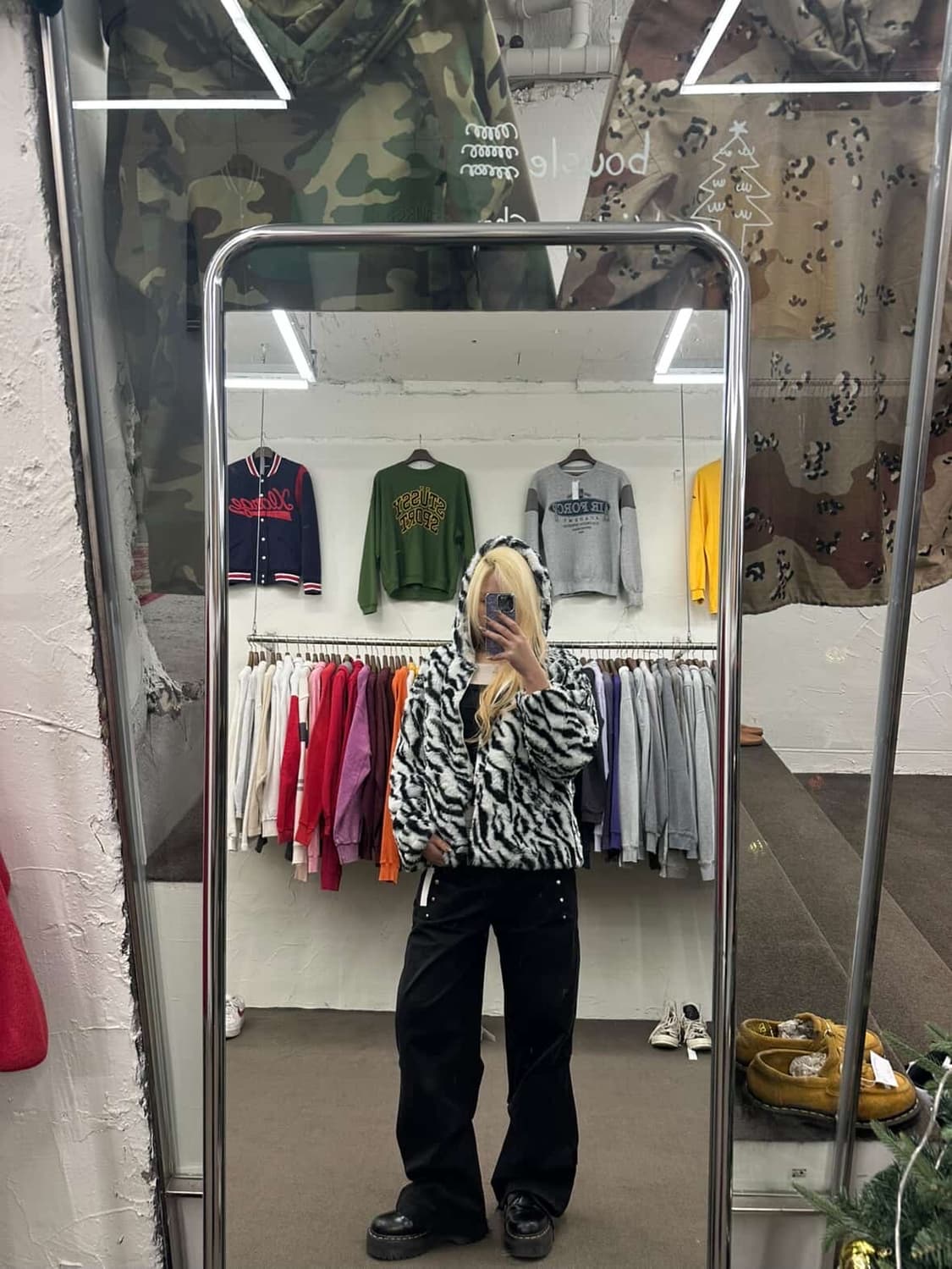 colza 지브라 후드 패이크 퍼 자켓 상품이미지6