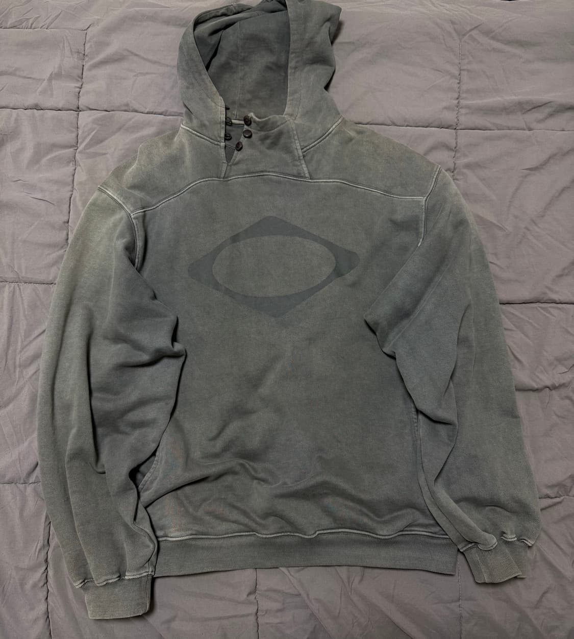 미스치프 롬버스 사이드 버튼 업 후드 워시드 차콜 L 팝니다 상품이미지2