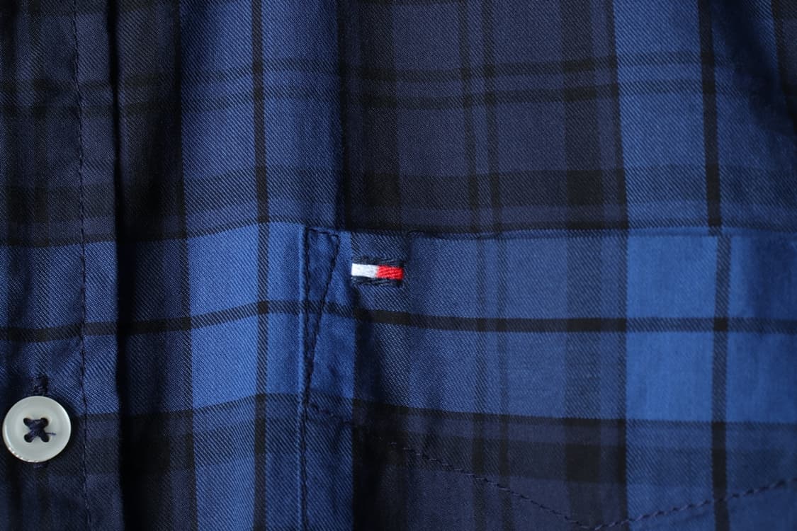 (S-M) 타미힐피거 셔츠 남방 체크 블루 아메카지-H32502 상품이미지5