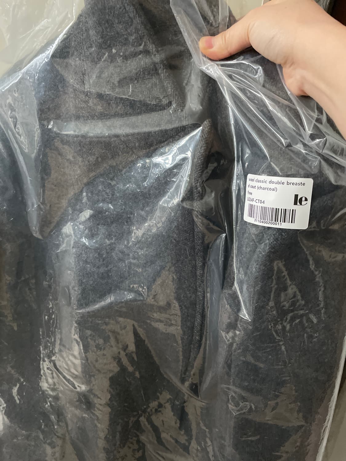 (새상품) le 울 클래식 더블 코트 차콜 Free 상품이미지2