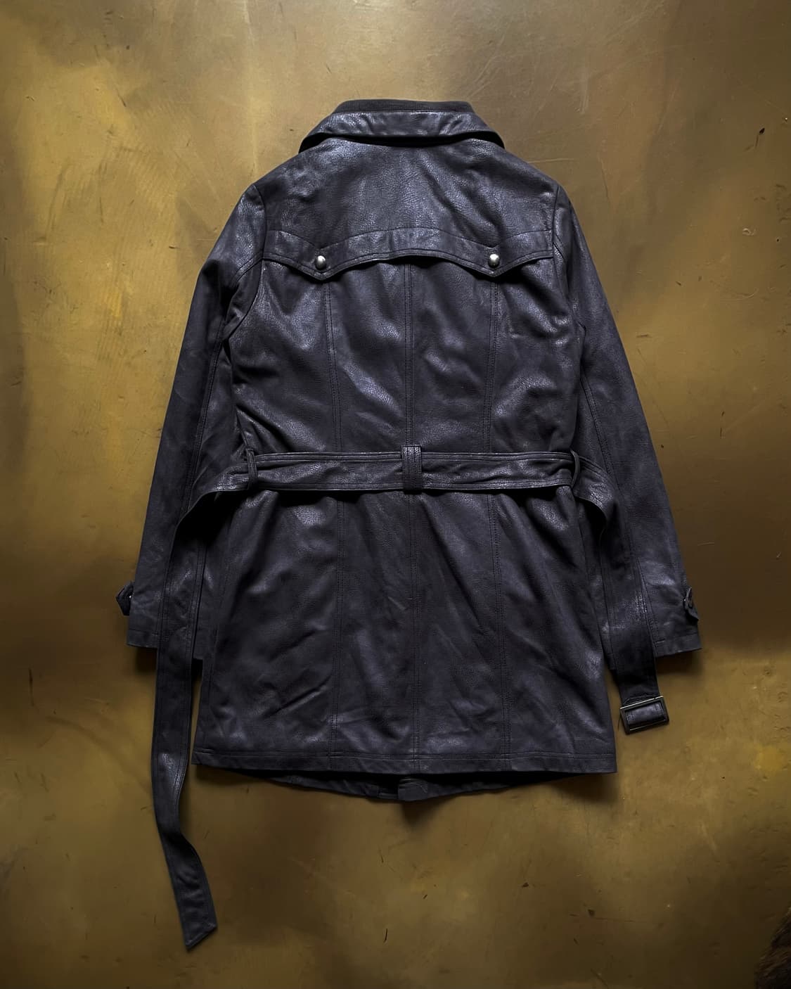 Vintage Gothic Faux Leather Belted Coat 상품이미지9