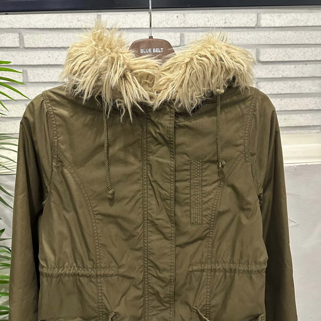  JPN VINTAGE 야상 파카 퍼후드 탈부착 안감 스트링 디테일 카키 상품이미지4