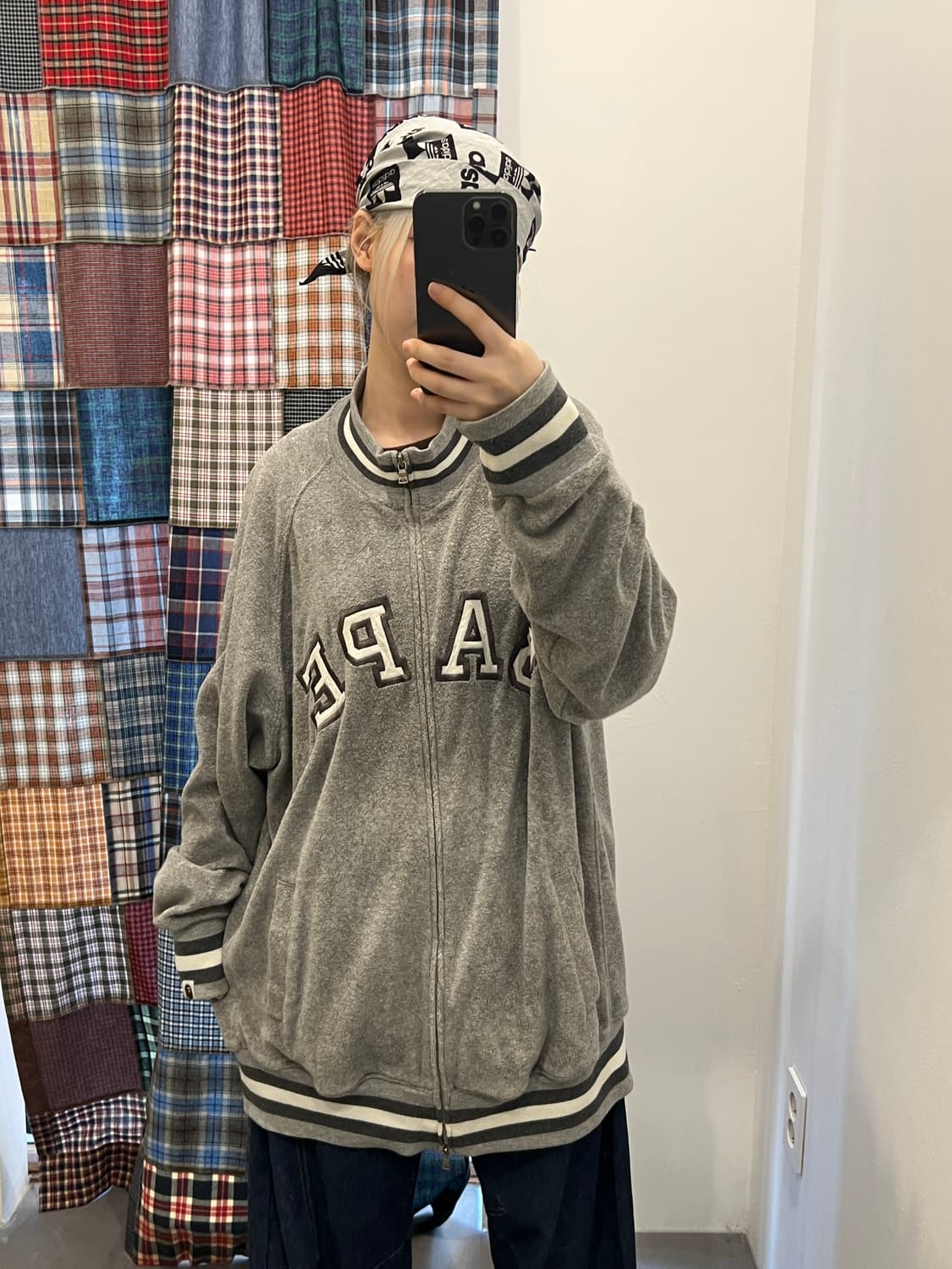 베이프 그레이 베이스볼 테리 집업 상품이미지6