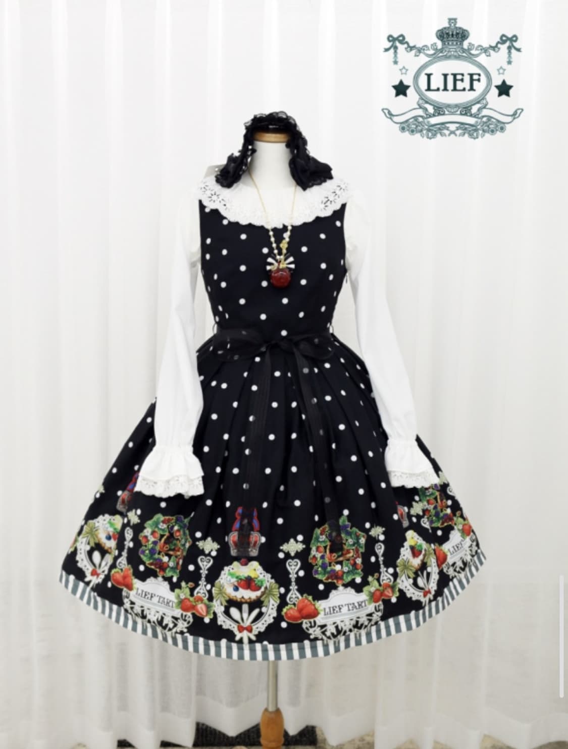 로리타 양복 lief 마이타르트 블랙×axes kawaii 블라우스 블랙 상품이미지1