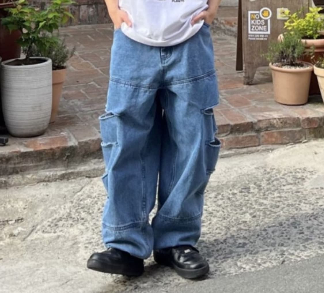 노매뉴얼 와이드 청바지 L  상품이미지1