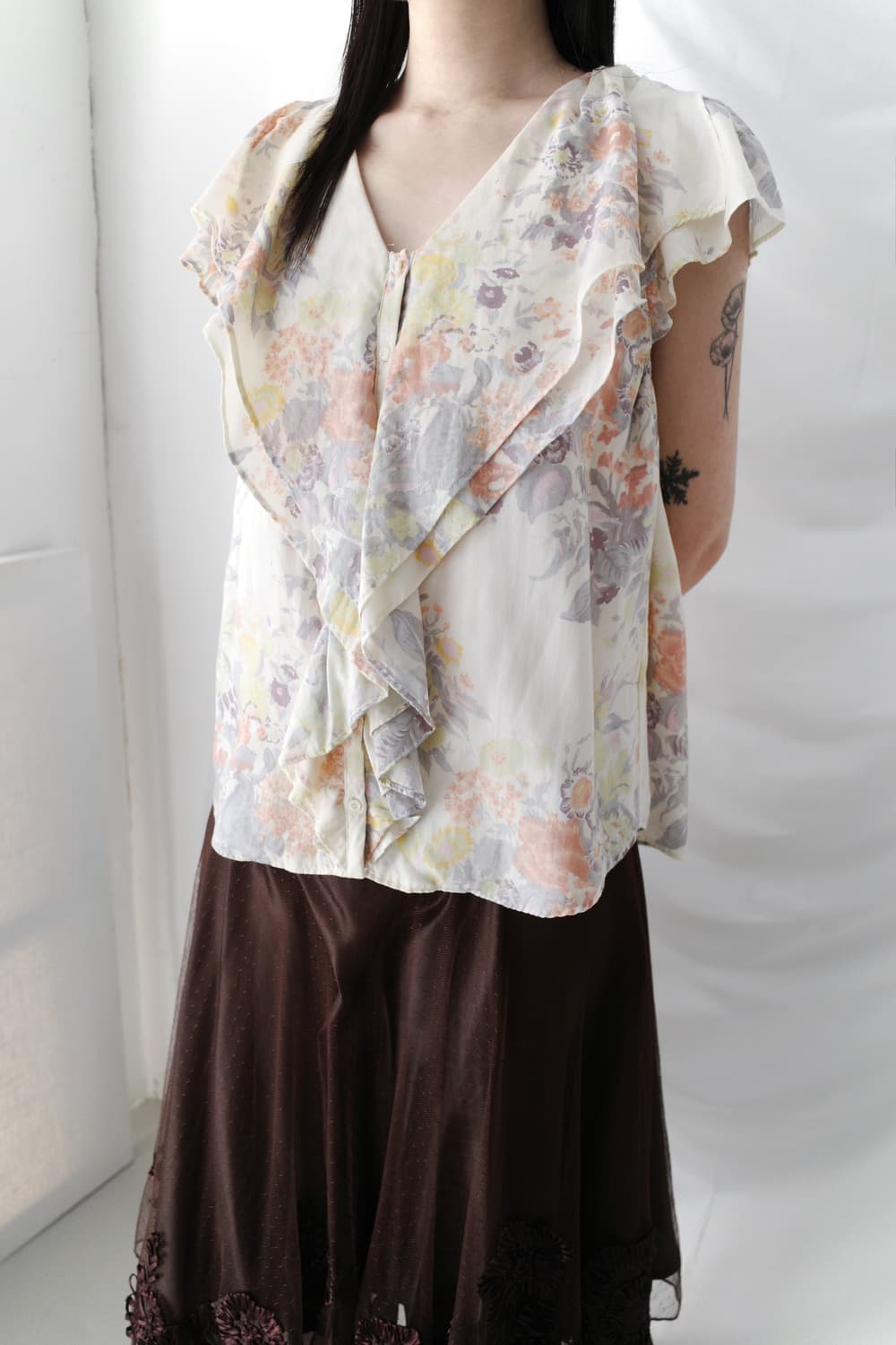 CAROLINA GLASER) flower ruffle blouse  상품이미지7