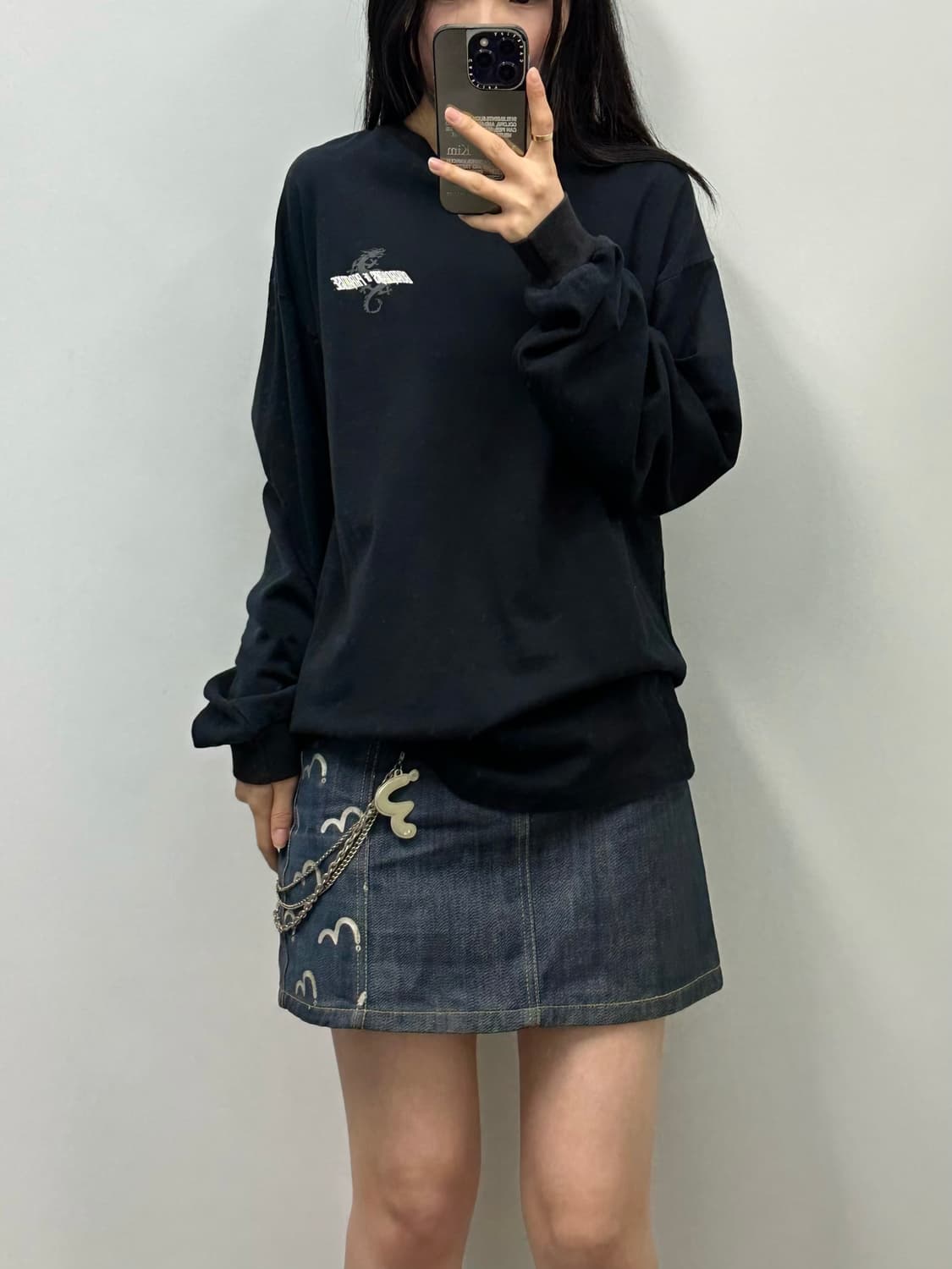 Vintage 빈티지 블랙 드레곤 롱슬리브 긴팔티 상품이미지1