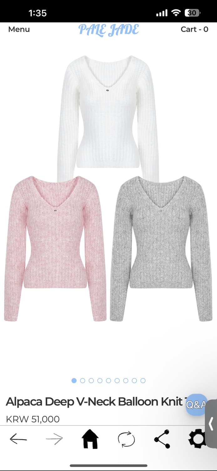 페일제이드 알파카 딥 브이넥 벌룬 니트 베이비핑크 상품이미지2