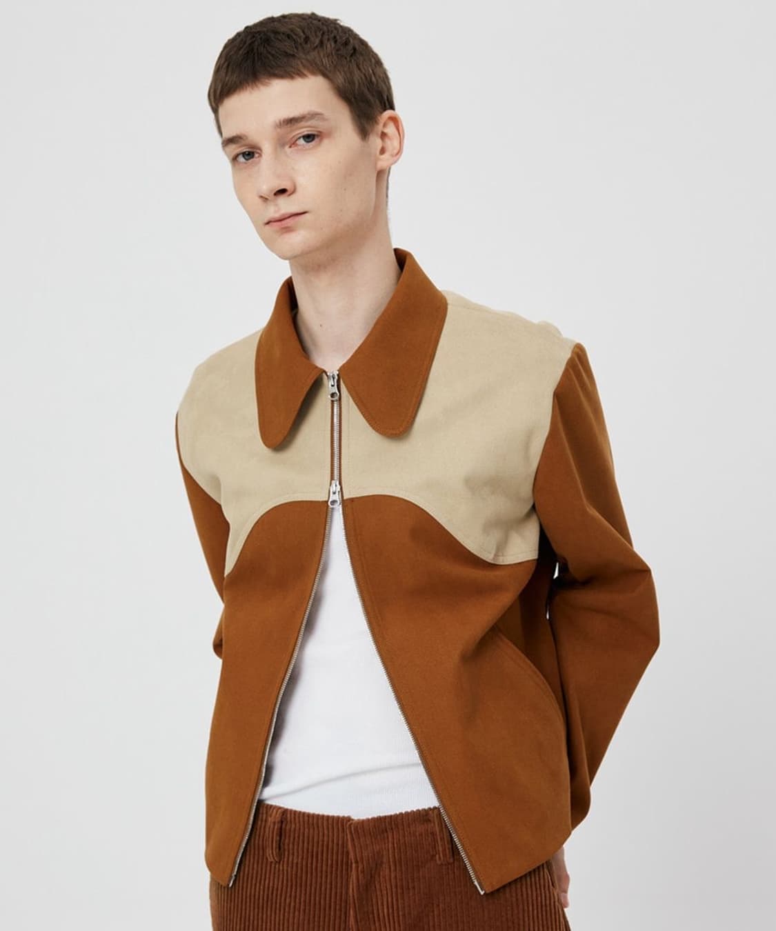 문선 유니섹스 웨스턴 스웨이드 집업 자켓 브라운 상품이미지2