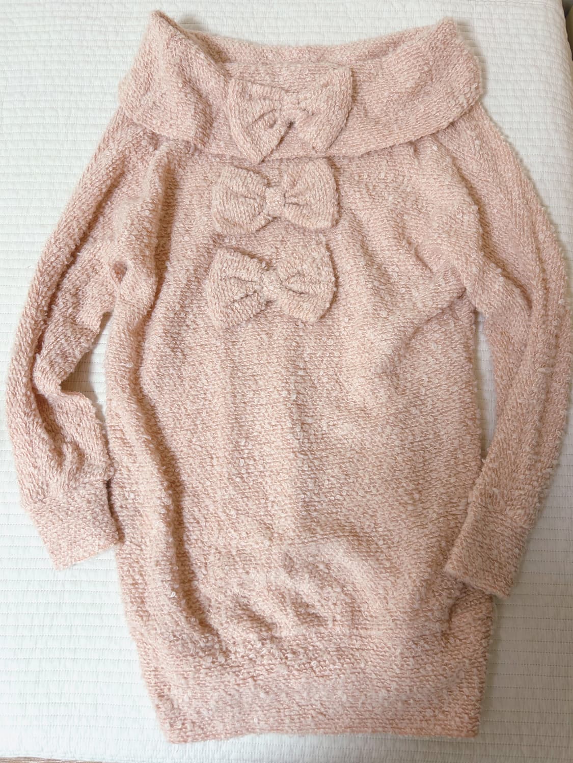 디어리 왕리본 핑크 니트원피스 히메갸루 라떼갸루 상품이미지1