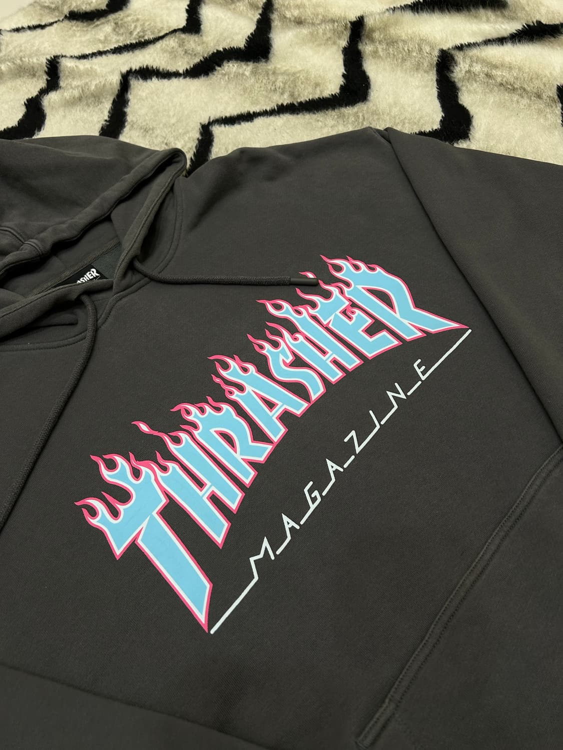 [L]트레셔 플레임 오버핏 후드/챠콜 상품이미지1