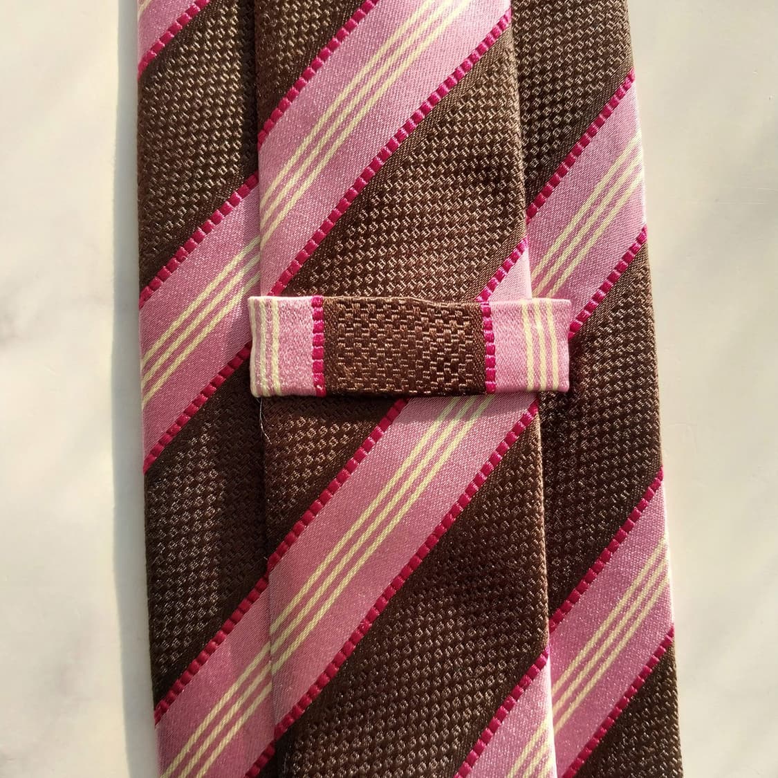 빨질레리 핑크브라운 실크 스트라이프 넥타이 9.1cm A+등급 K1414 상품이미지9
