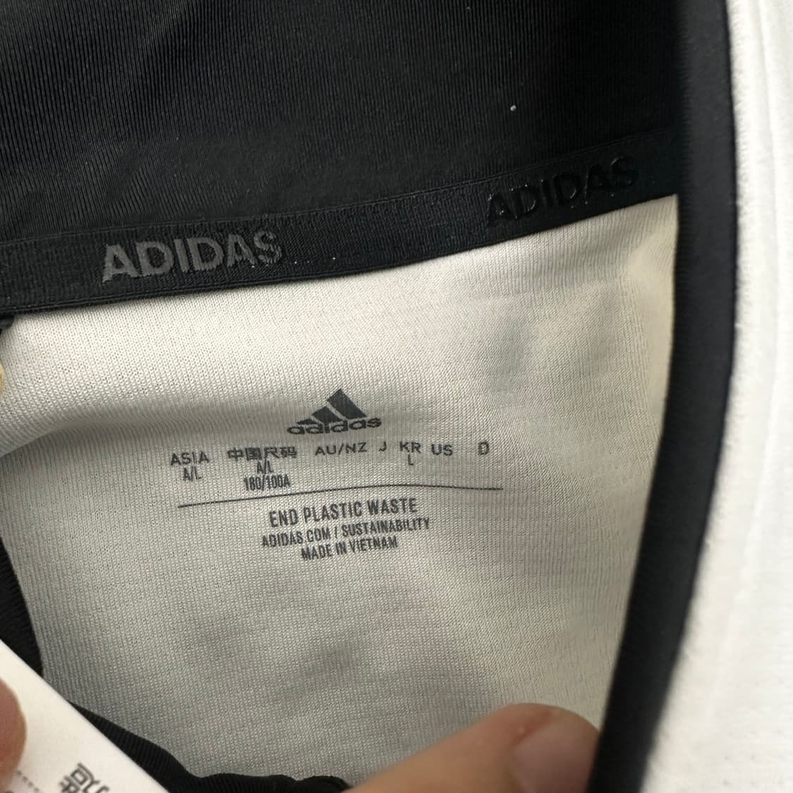 [새상품] 아디다스 반집업 기능성 운동복 긴팔티셔츠 화이트 L 상품이미지4