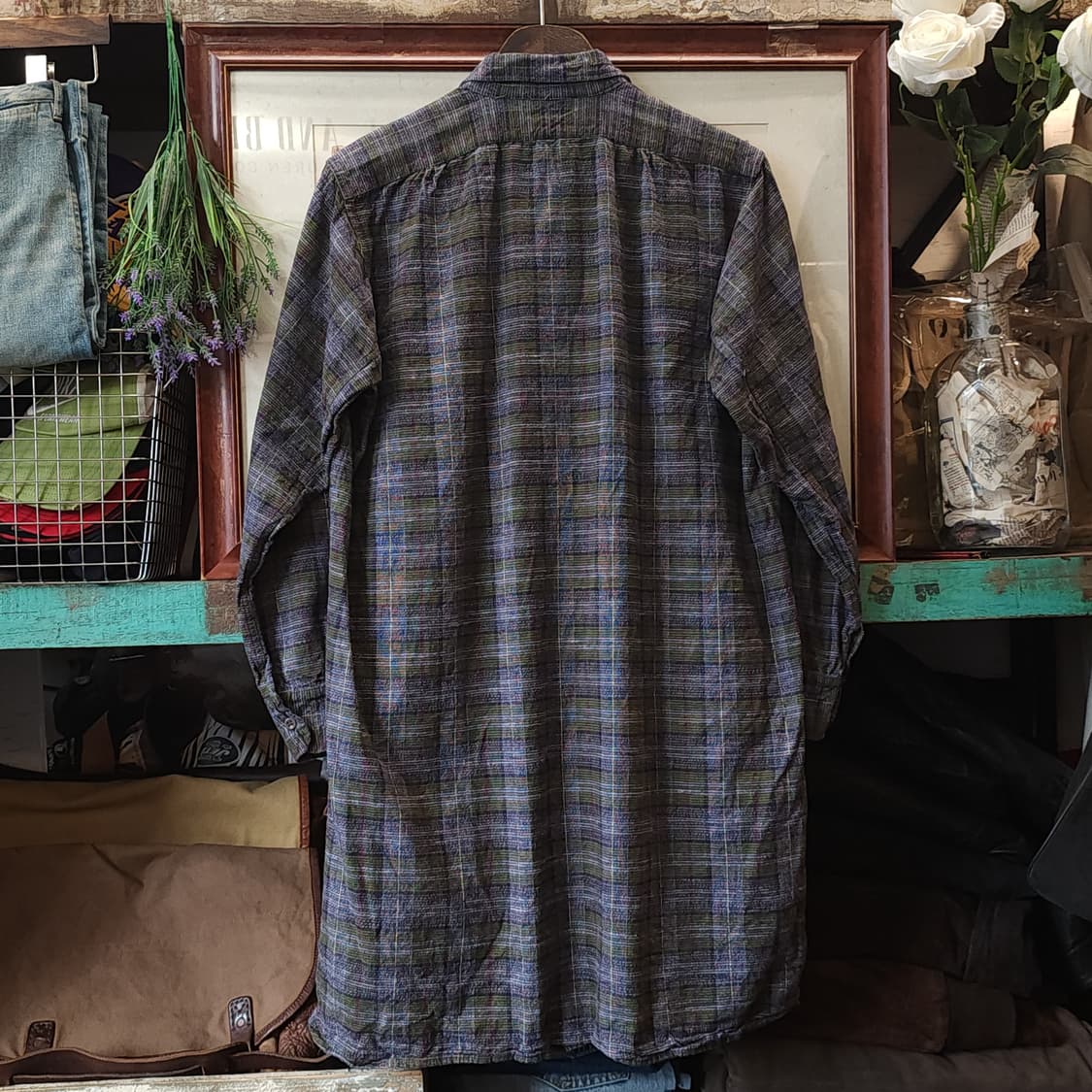 60s 프랑스 워크셔츠 플란넬 셔츠 가드너 빈티지 셔츠 튜닉 셔츠 퍼플 상품이미지3