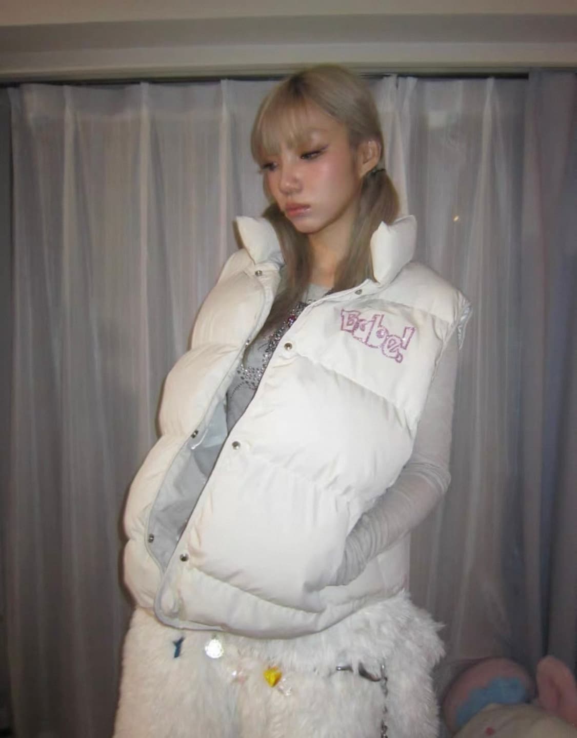 srrybabe 흰색 패딩 조끼 상품이미지2