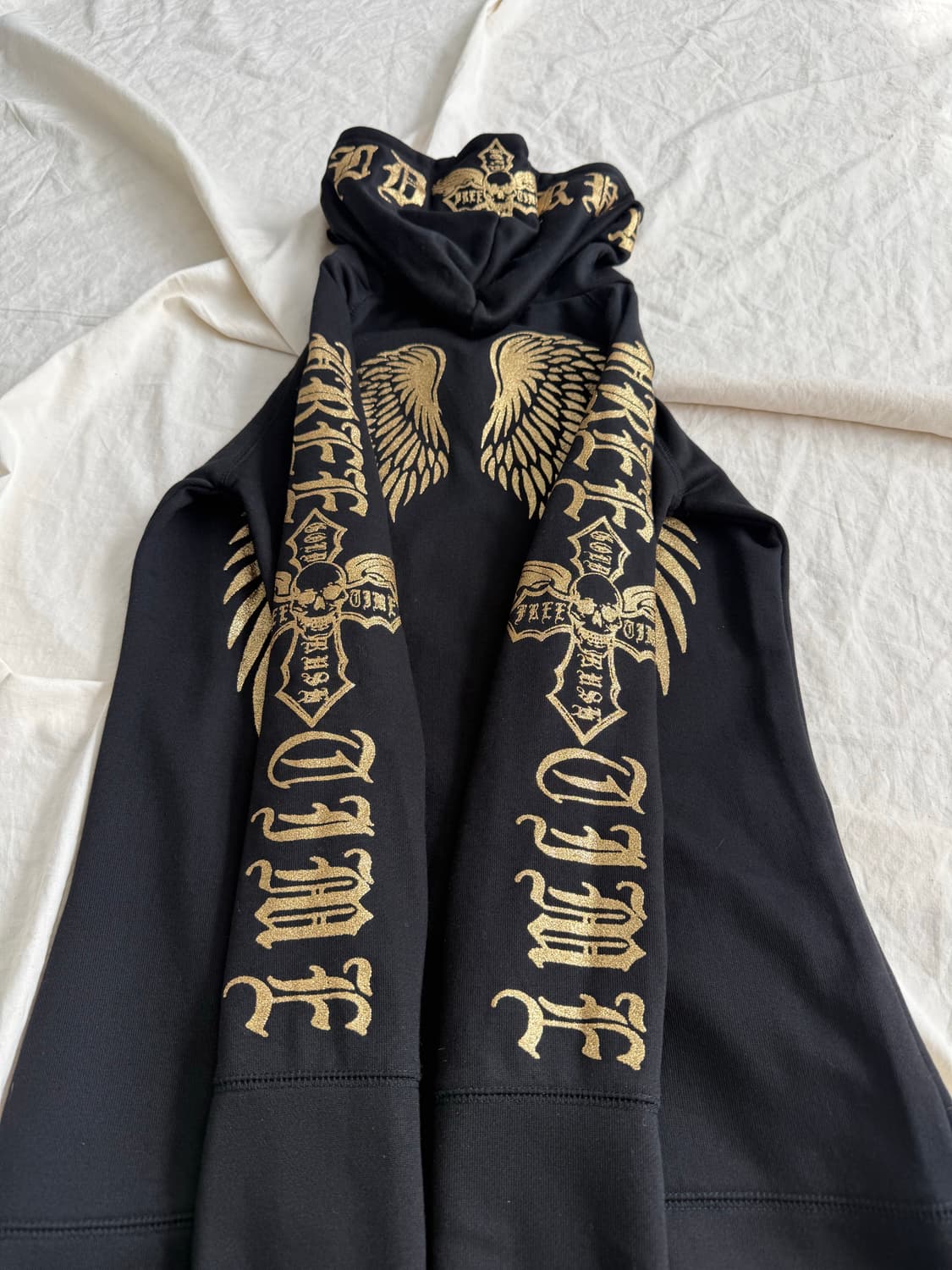 해골 펑크 갸루 후드 미니 딱붙 원피스 상품이미지8