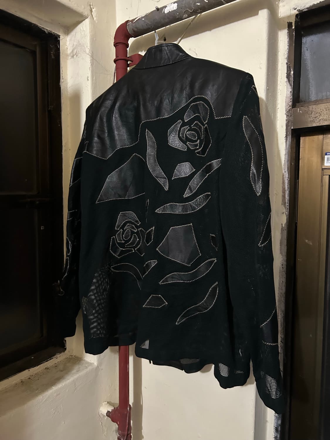 rare design 2000s Jpn 고딕 플라워 시스루 레쟈 자켓 상품이미지4