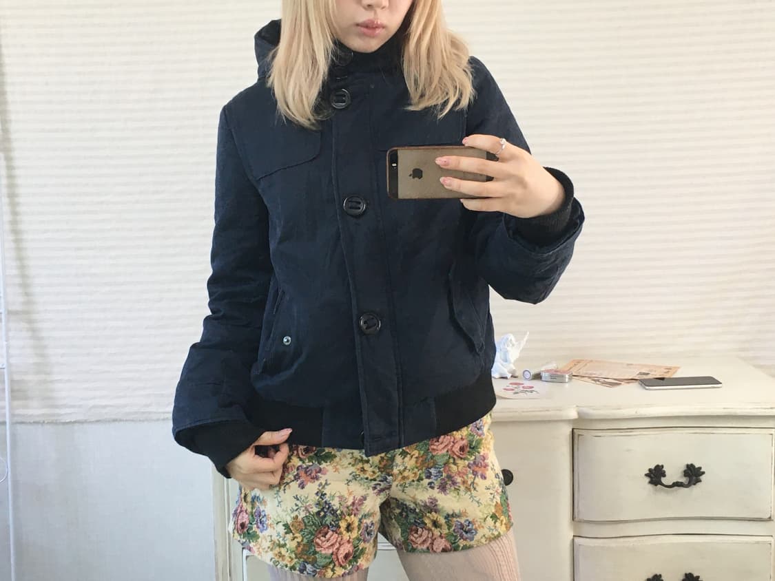 navy button hood down blouson 상품이미지2