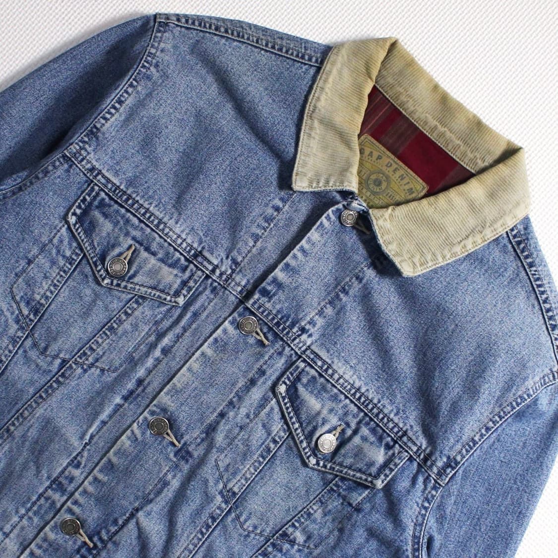 90‘s GAP 갭 코듀로이 카라 체크 트러커 자켓  상품이미지2