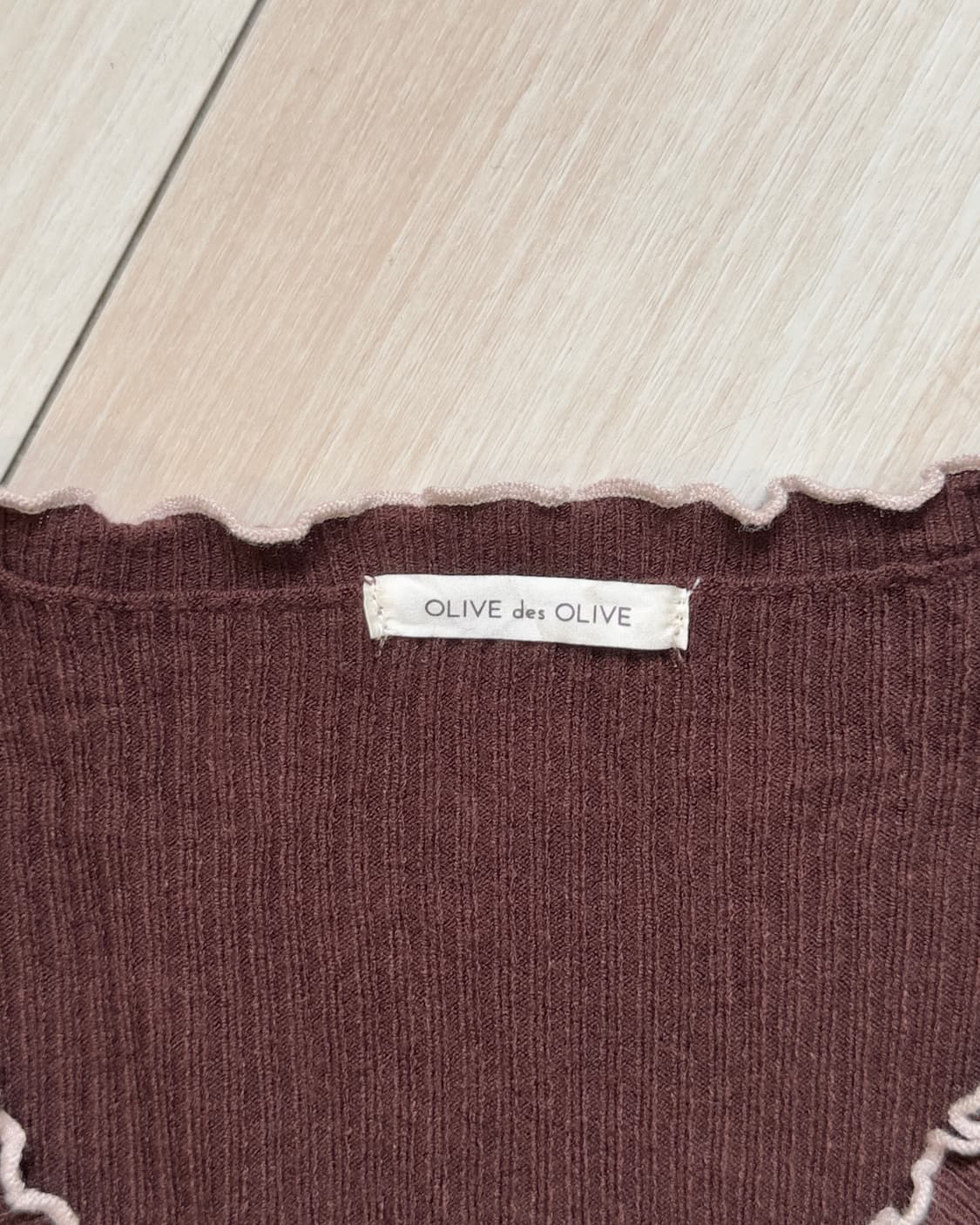 [Vintage] Ruffle Hem Cropped Knit Cardig 상품이미지3