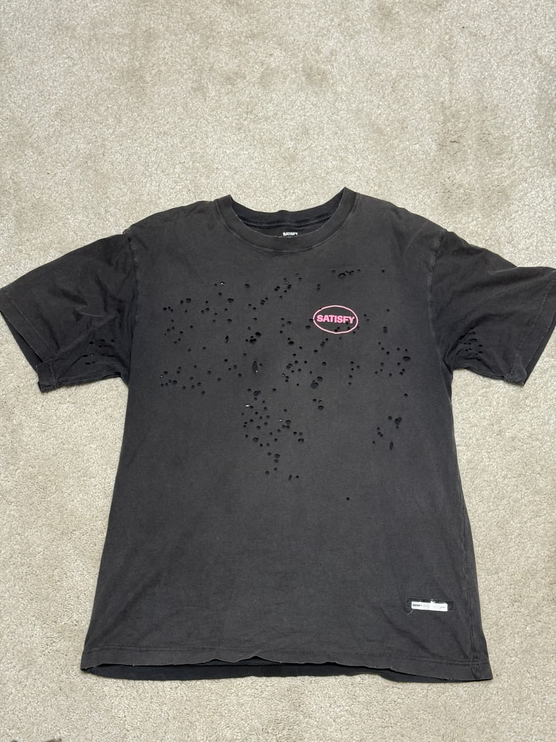 SATISFY 새티스파이 모스테크 티셔츠 에이즈드 블랙 핑크 (XL) 상품이미지5