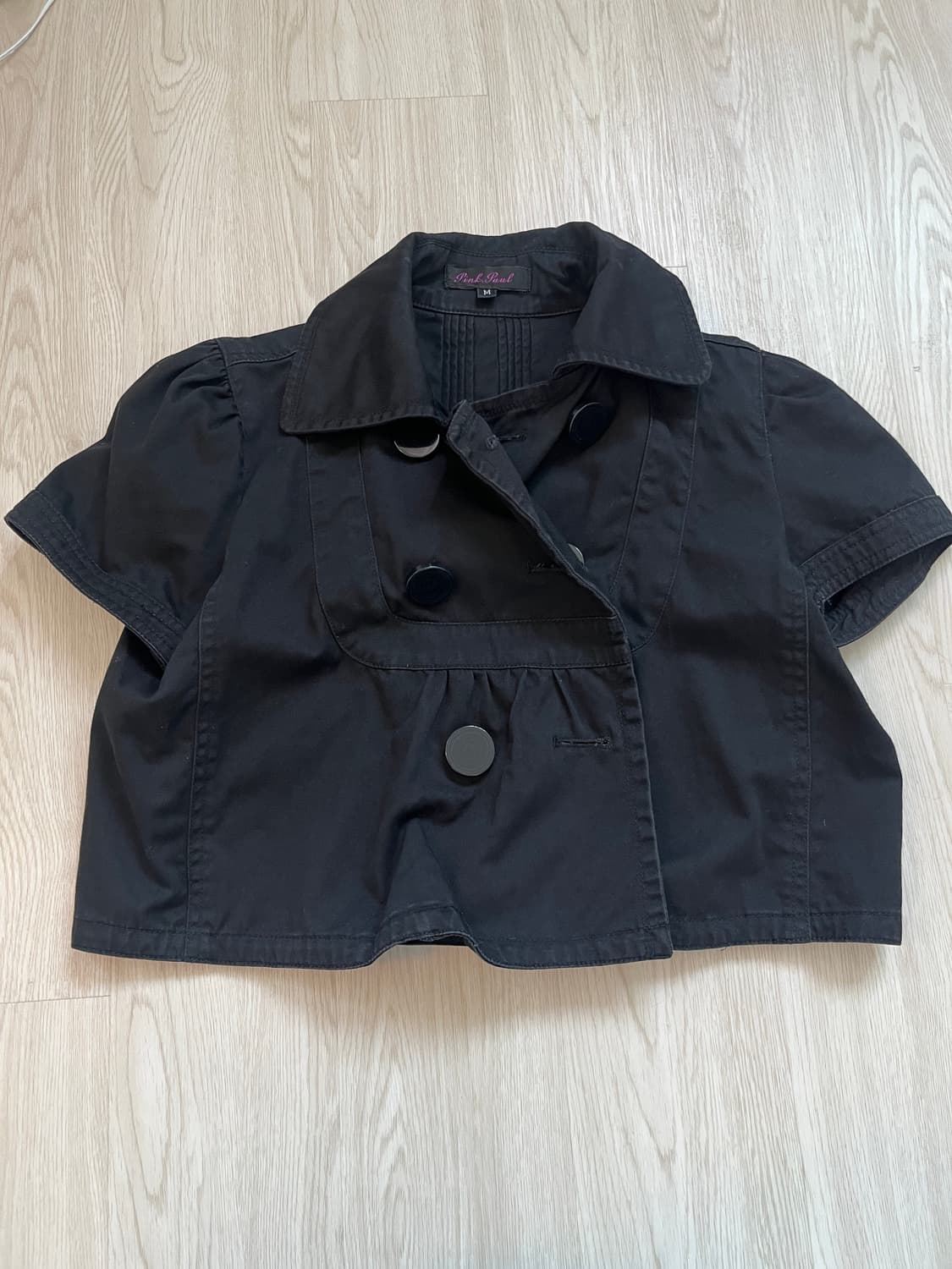 블랙 크롭 반팔자켓 상품이미지1