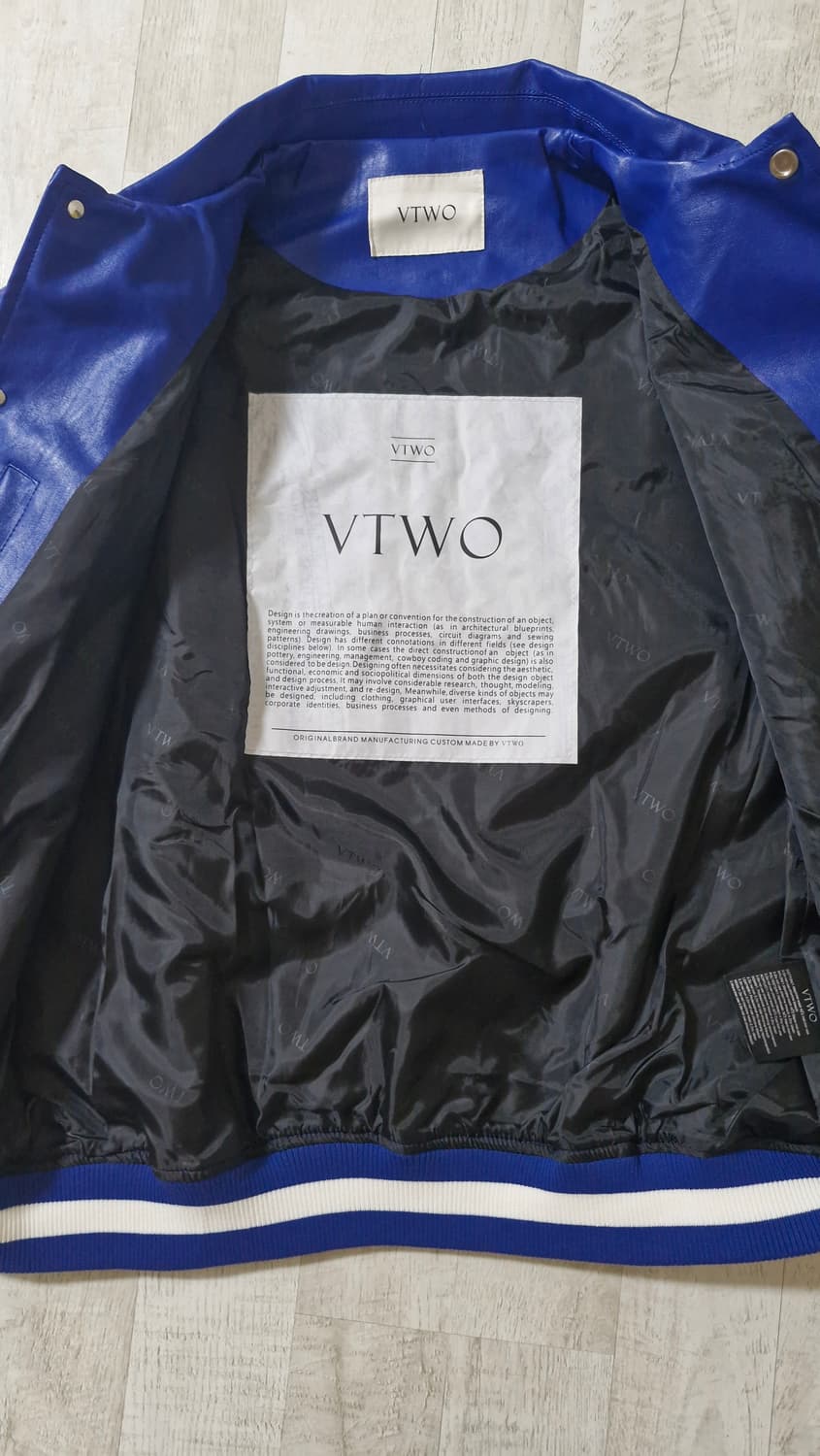 VTWO 블루 레더 야구 점퍼 M 상품이미지2