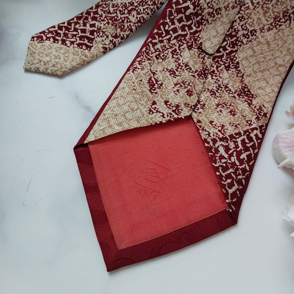 피에르 발망 레드&베이지 아트워크 넥타이 9.7cm A+등급 K1070
 상품이미지6